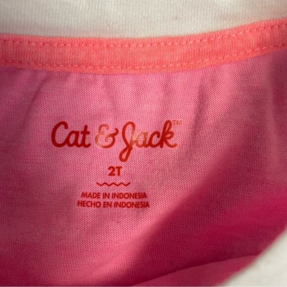 Cat & Jack Unicorn Raglan Tee pink white girls Size 2T - Picture 4 of 6